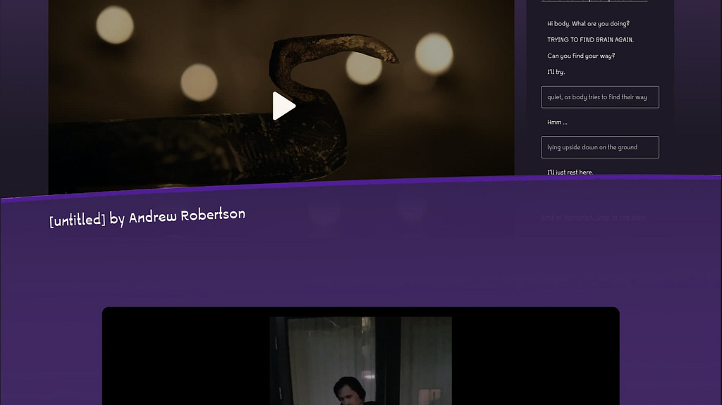 Creative Response page with two video submission and purple layers